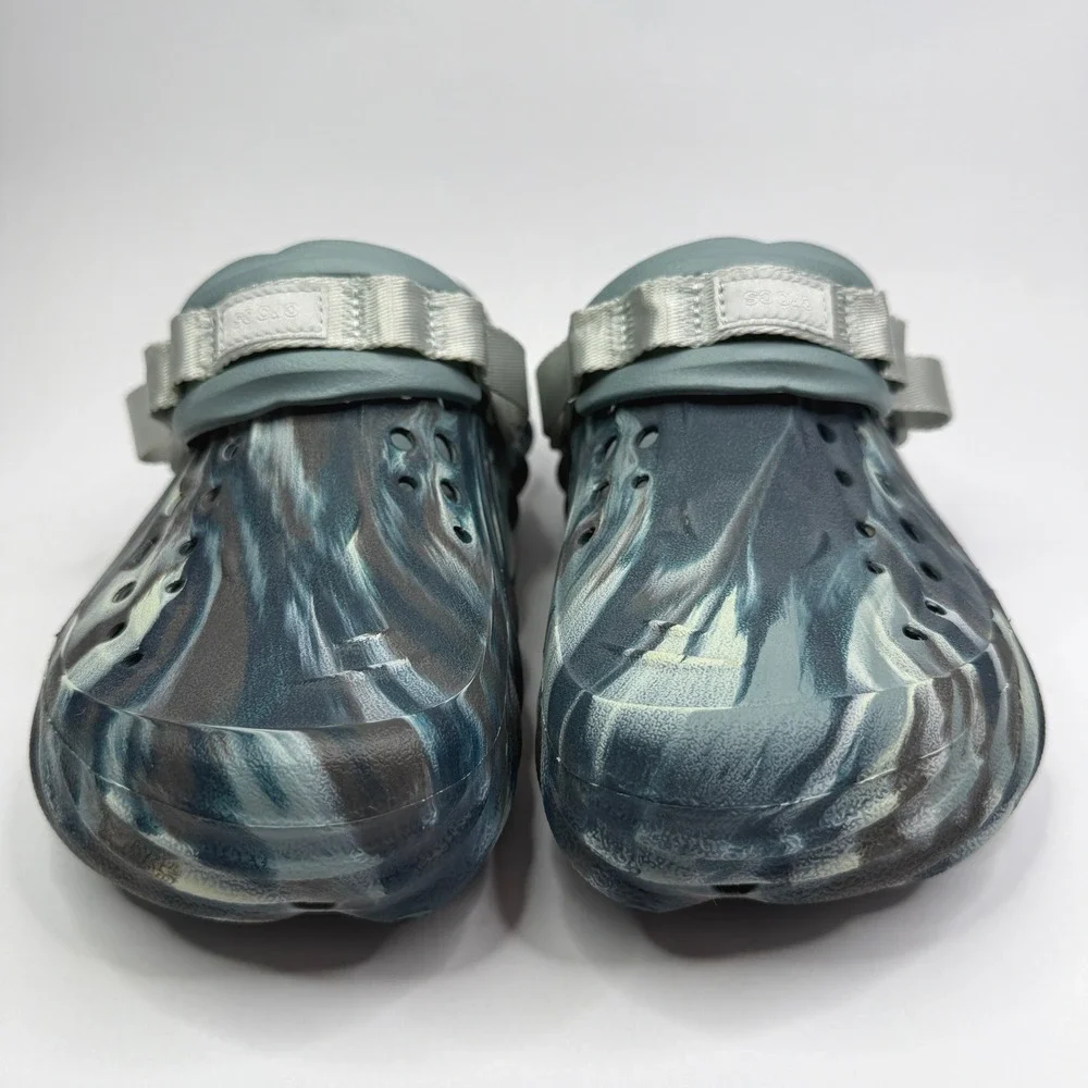 Crocs Echo Clog Mens 8 Blue Grey Marbled All Terrain Adjustable Strap Sandals